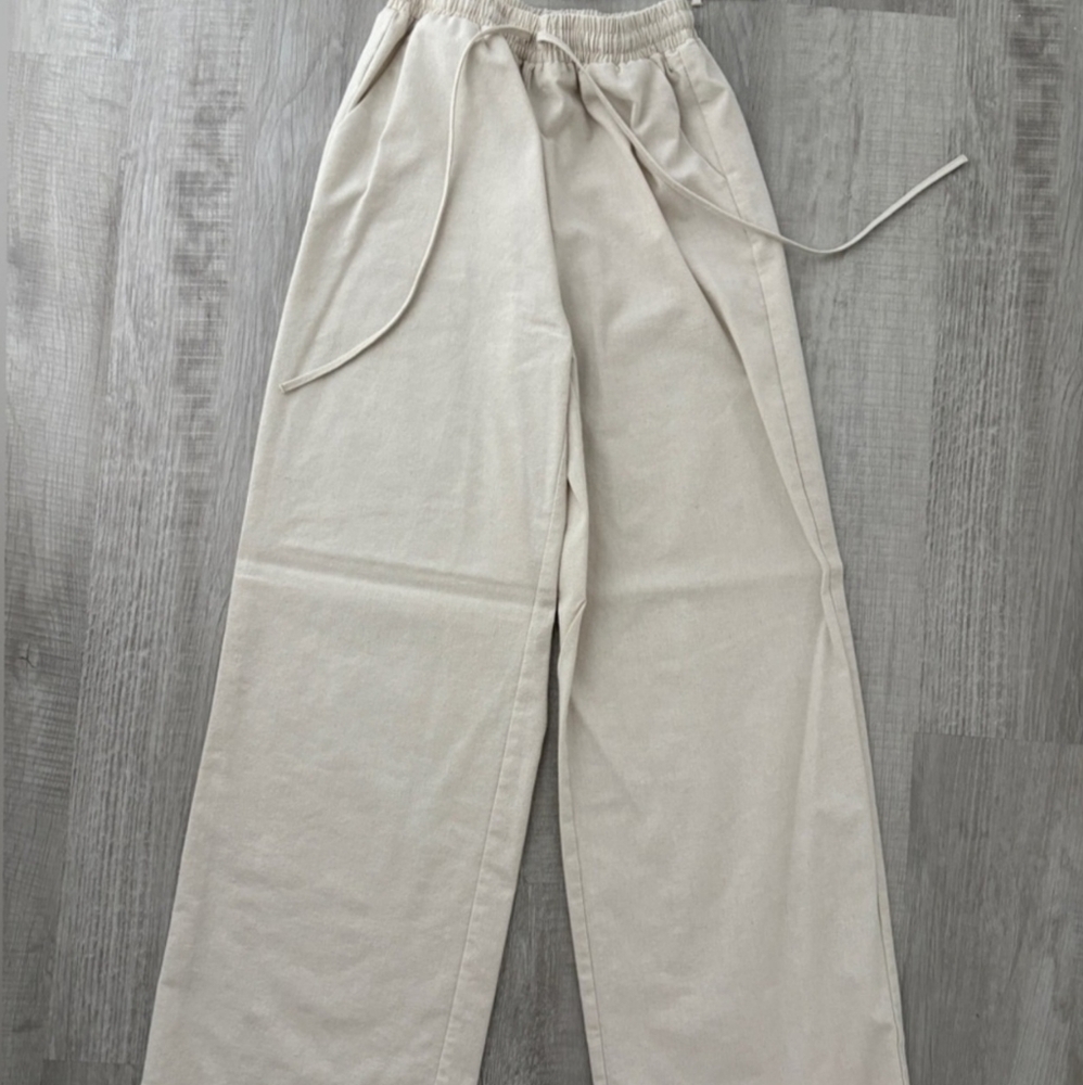 Cream Wide-Leg Pants